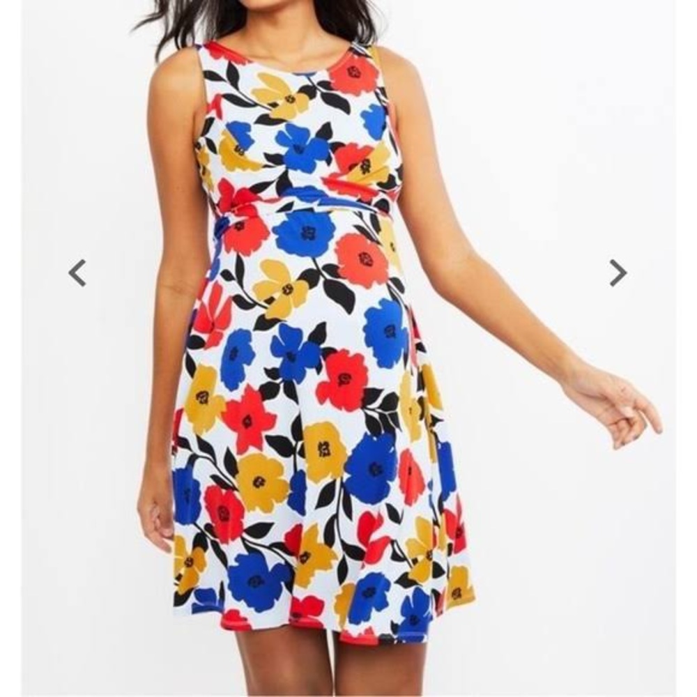 Motherhood Maternity Sleeveless Floral Print Tie/Wrap Dress